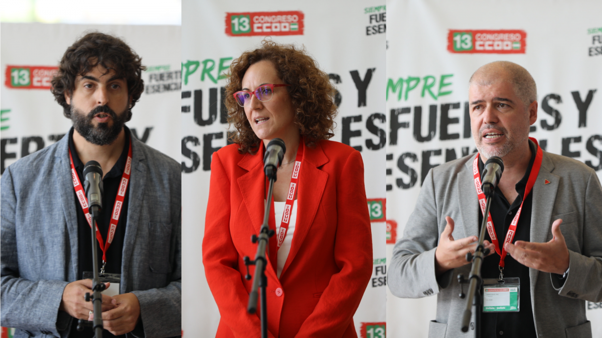 Carlos Aristu, Nuria Lpez y Unai Sordo en la atencin a medios